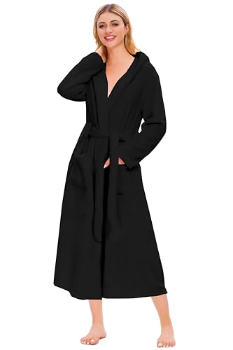 Image of Umeyda Girls & Women Fleece Hooded Robes, Soft Fuzzy Bathrobe Warm Plush Fluffy Bath Robe for Kids Womens