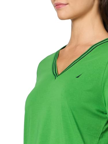 Image of Nautica Women's Solid V-Neck Short Sleeve T-Shirt Shirt