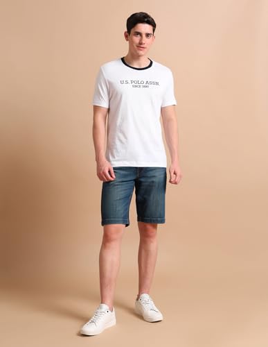 Image of U.S. POLO ASSN. Brand Printed Cotton T-Shirts for Men - Half Sleeves Mens Casual T Shirts - M, White