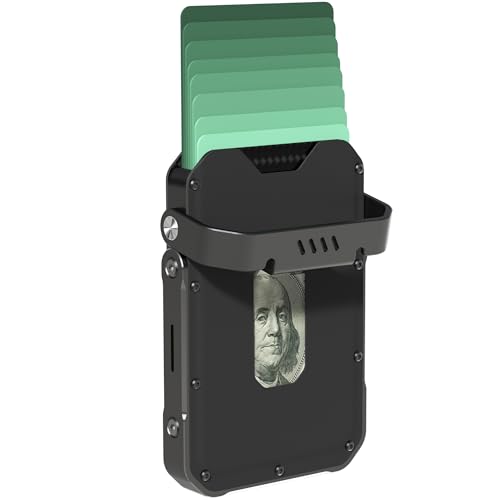 Wallet for Men | Carbon Fiber & Nappa Leather | Slim Aluminum Design | 8 Card Slots + Cash | Magnetic Cover | Gift for Dad, Husband, Boyfriend | Black+ Black