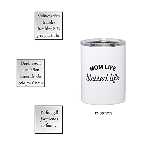 Creative Brands Lidded Tumblers - Stainless Steel Insulated Drink Holder For Hot Or Cold Beverage Tumbler With Lid By Faithworks, 12-Ounce, Mom Life #TOP2