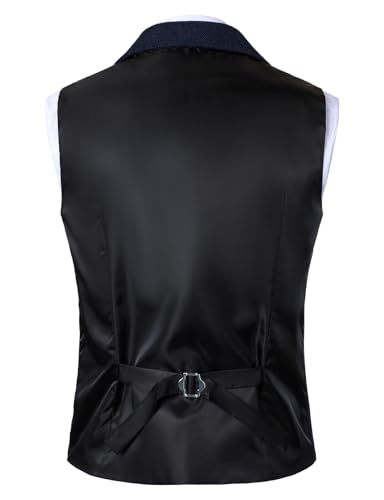 Men's Vintage Slim Fit Suit Vest Formal Prom Party Herringbone Pattern Waistcoat with Chain Detail2
