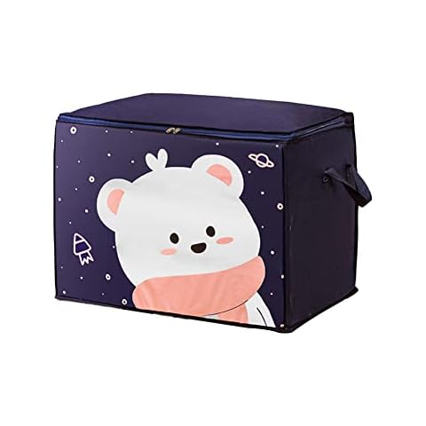 Large Capacity Clothes Storage Bag, Organizer Cartoon Portable Box with Zips,Foldable Under bed Storage,Folding Pillow Quilt Blankets, Bedding Cover