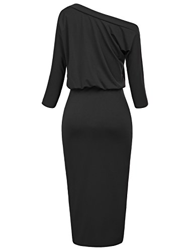 GRACE KARIN Women's Pull-on One Shoulder Bodycon Party Pencil Dress Size L Black