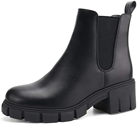 JABASIC Chelsea Boots für Damen Elastische Plateau-Stiefel zum Hineinschlüpfen