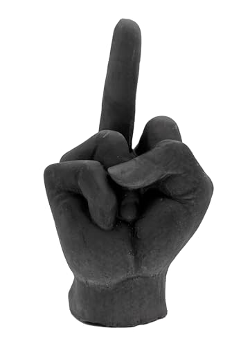 Beton Deko Mittelfinger Steinfigur Steinguss Gartenfigur anthrazit grau