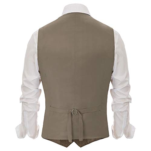 PJ PAUL JONES Men's Western Herringbone Tweed Suit Vest Wool Blend V Neck Slim Fit Waistcoat3