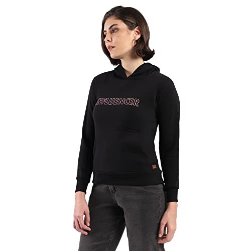 Image of PINACOLADA Women's Cotton Solid Printed Sweatshirt with Hoodie, Regular Fit for Casual Wear Full Sleeve Sweatshirt Crafted with Comfort Fit and High-Performance for Everyday Wear