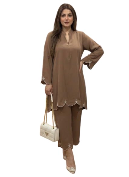 Women's Embroidered Co-ord Set V-Neck Kurti with Palazzo Pant-image-25