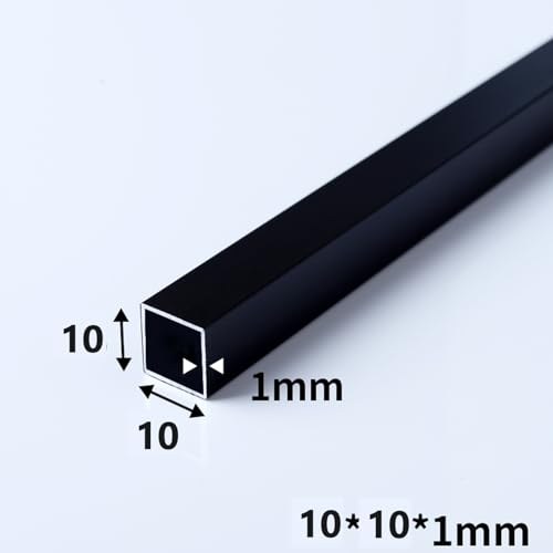 Kwweeoo Black Aluminum Square Tubing 4Pcs 10mm x 10mm x 1000mm Long Wall Thickness 1mm, 4 Pack 0.4 inch 0.4