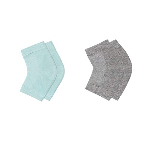 Harapu Heel Moisturizing Socks Open Toe Socks Cracked Gel Heel Socks Foot Toeless Cooling Heel Repair Socks for Women Dry Hard Cracked Feet, 2 Pairs - Grey & Green