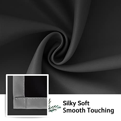 Image of SimpleHome Black and Greyish White Blackout Curtains for Bedroom 90 Inches Long, Room Darkening Grommet Curtains for Living Room,Thermal Insulated Ombre Drapes,2 Panels, 52x90 inches Length