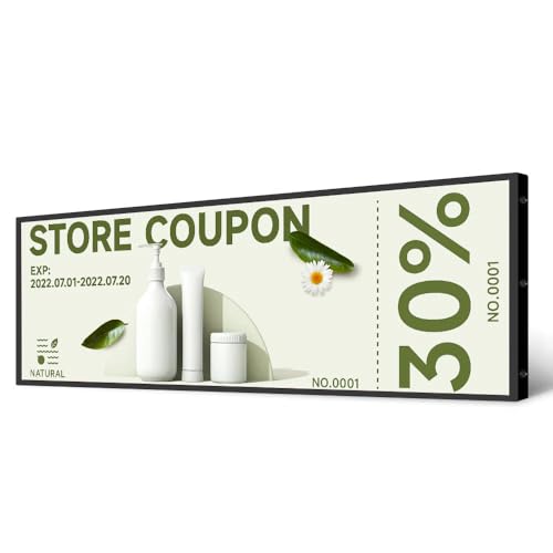 Image of 65.7 Inch (1650x255.2mm Viewable) Commercial Stretched LCD Bar Display | Ultra-Wide Android Shelf Screen | Cloud /USB /Mobile Playback