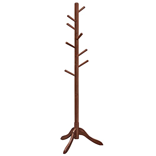 Buy VASAGLE Coat Rack Freestanding, Wooden Coat Rack Stand with 8 Hooks