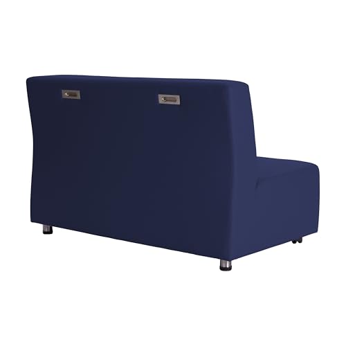 Image of FDP Pro Series Upholstered Armless Mobile Sofa with Locking Casters for Portability Commercial Seating for Hotel Lobby, Office, Restaurant, Waiting Room, Home - Navy
