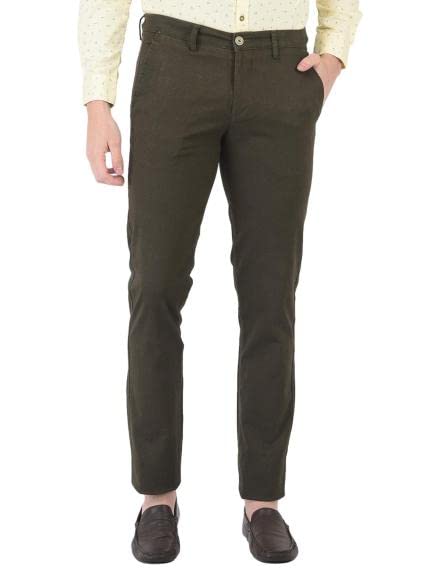 turtle Men Cotton Stretch Beige Dobby Ultra Slim Fit Flat Front Casual Trouser-picture-24