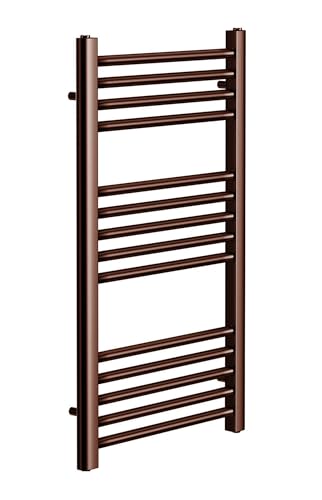 Greened House Brushed Bronze Straight Heated Towel Rail 500mm W x 800mm H Flat Central Heating Towel Radiator