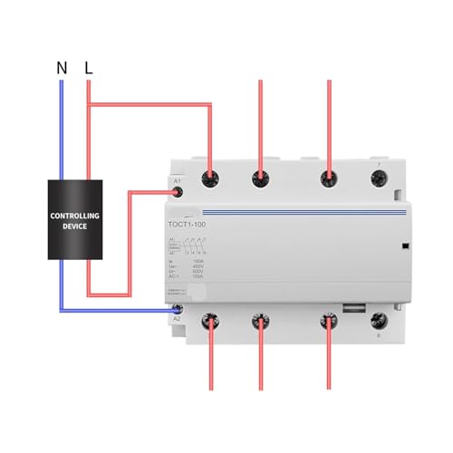 Contactor de CA doméstico 4 polos 100A 4NO interruptor modular carril DIN 230V monofásico 5
