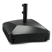 Kingdura Patio Umbrella Stand Base with Wheels, Heavy-Duty Fillable Umbrella Base, 123 lb Capacity with 4 Wheels and 2 Locks, Wind-Resistant Design for Outdoor, Deck, Poolside (Black)