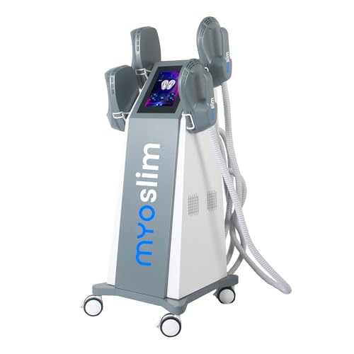 Non-Invasive Body Shaper Machine for Muscle Toning, Fat Reduction, Body Sculpt, with Touchscreen, Effective Tightening for Abdomen, Butt, Legs, and Arms, 4 Handle, Black (B)