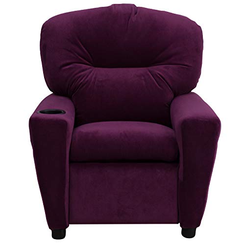 Flash Furniture Chandler Contemporary Purple Microfiber Kids Recliner With Cup Holder #TOP6