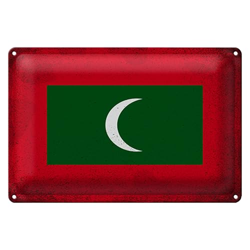 Vintage Blechschild | Flagge der Malediven | Dekoration | 18 cm x 12 cm