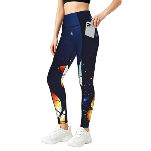 Pantalones de yoga holgados con estampado de mariposas leggings para mujer
