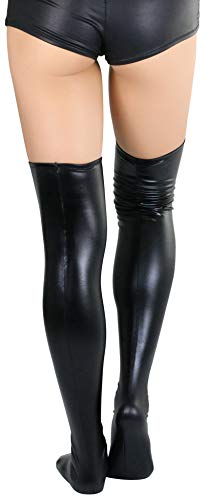 ToBeInStyle Women's PU Faux Leather Elastic Shiny Wet Long Tights Novelty Leg Warmers3