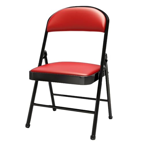 JSWHYBD Chaise Pliante Rembourrée Chaise Pliante avec Dossier Structure en Acier Durable Peut Supporter Jusqu'à 440 Livres Aucun Assemblage Requis Convient for Une Utilisation À La Maison(Red+Black)
