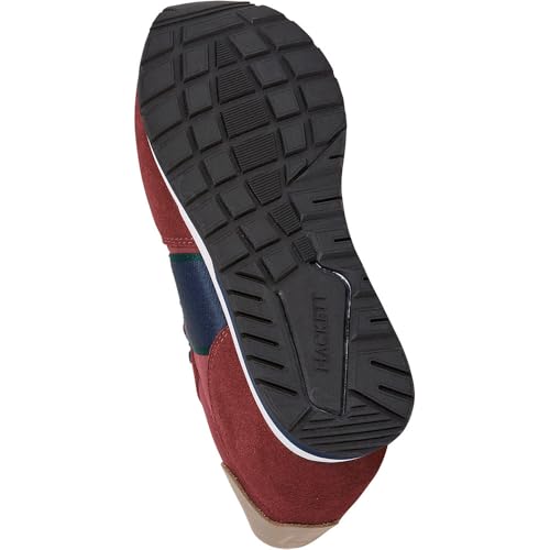 Hackett London Para Hombre. HMS200033 Zapatillas Keston Heritage Burdeos (41), Plano, Cordones, Casual - 2