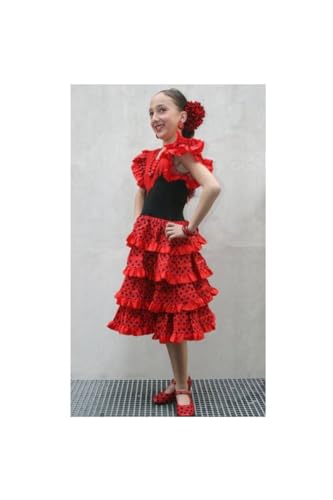 DISBACANAL Vestido andaluza cuatro volantes   Rojo, 3 5 años