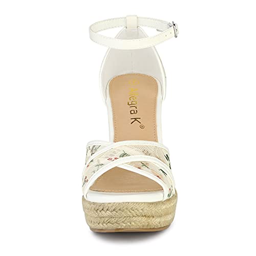 Allegra K Allegra K Women's Ankle Strap Espadrille Wedge Heel Wedge Green Sandals 5.5 M US
