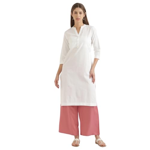 Image of SAADAA Palazzo Pants for Women Half-Elasticated Waistband | Palazzo for Women in Soft Viscose Fabric | Regular Fit with Mid Rise Waist & Deep Pockets | Versatile for Formal & Casual Wear