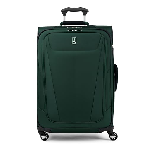 Travelpro Maxlite 5 Softside Expandable Luggage with 4 Spinner Wheels, Lightweight Suitcase, Men and Women, Forest Green, Checked-Medium 25-Inch
