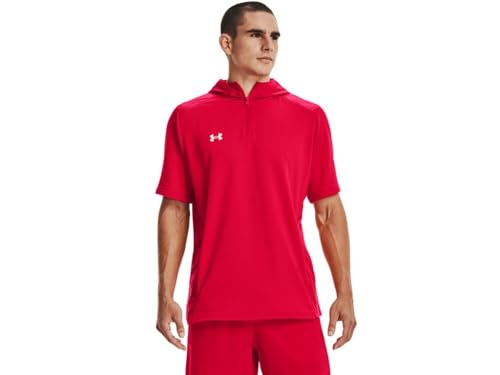 Under Armour Mens Command Short Sleeve Hoodie, Red / White, S