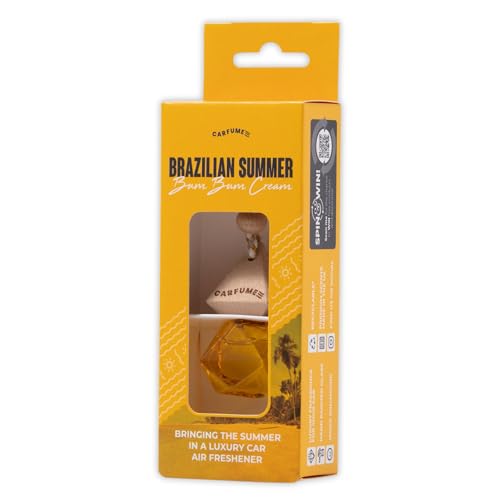Carfume Limited Edition Brazilian Summer Bum Bum Car Air Freshener | Premium Tropical Coconut & Vanilla Fragrance | Luxury Recyclable Scented Diffuser - Odour Eliminator - UK Made Car Accessories