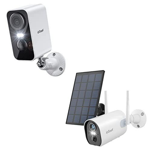Iegeek Security Cameras Wireless Outdoor, 2K 3Mp Battery Powered Wifi Security Camera & Solar Camera Security Outdoor With Spotlight & Siren, 3Mp Color Night Vision/2-Way Talk #TOP25