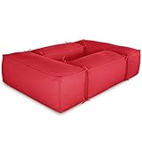 DESHOME - Salón de jardín exterior interior 220 x 160 cm, puf sofá rectangular suave: Puff sofá con relleno desenfundable diseño moderno - Light Puff (Rojo)