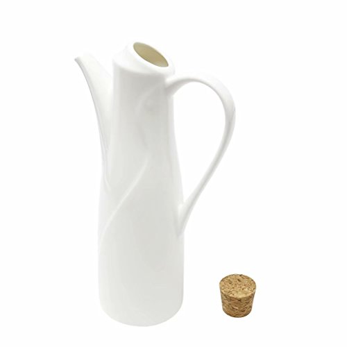 Oil Dispenser Bottle, 8.45 FL OZ (250 ML), 77L Ceramic Tabletop Olive Oil Dispenser Bottle - Soy Sauce or Vinegar Cruet with Pourer - Modern White Ceramic Dinner Liquid Condiment Dispenser
