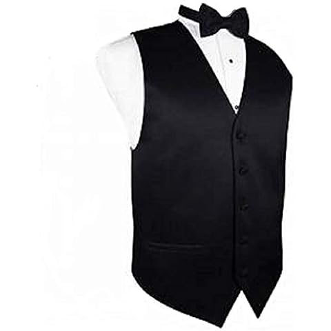 elegance1234 Men's Black Waistcoat Superb HIGH Street Quality,(X-Large 44", Black) Cover