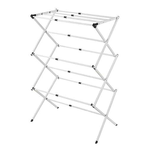Finetree 3 Tier Folding Clothes Dryer Rack - Heavy-Duty, Rust-Resistant, Space-Saving Design for Indoor/Outdoor Use - Large Capacity Multi-Level Laundry Drying Stand