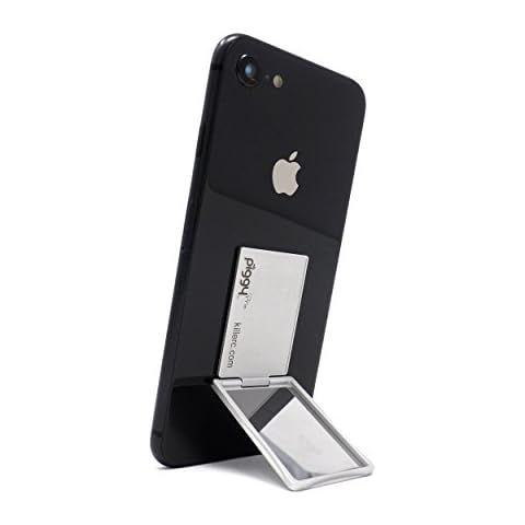 Flip Stand (aka Piggy Pro) Adjustable Phone Stand & Grip with Compact Mirror, Compatible with Magnet Car Mount (Silver) Cover