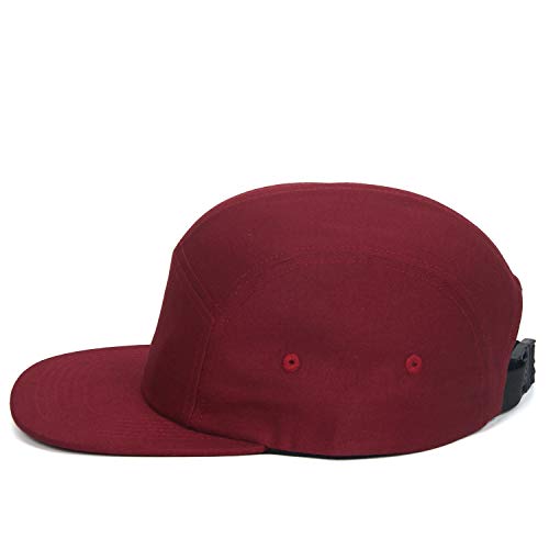 Image of 5 Panels Baseball Cap Classic Flat Bill Hat Cotton Short Flat Brim Caps