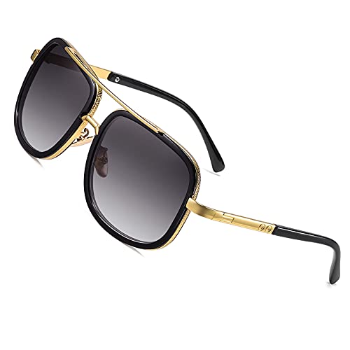 SHEEN KELLY Rétro carré lunettes de soleil Marques métal Or lunettes de soleil Pilote miroir argent Dégradé Lentille Pilote, 2, Taille unique