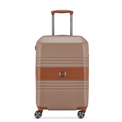 Image of DELSEY PARIS Paulette 58 cms Small Cabin ABS /Polycarbonate Hard Sided 8 Wheels and Expandable Spinner Suitcase /Trolley Bag for Travel with TSA Lock- Brown