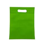 BOLSAS 100 Pieza Tela no Tejido,con asa Troquelada.Bolsas de Compra Reutilizable. (Verde, 25x35cm)