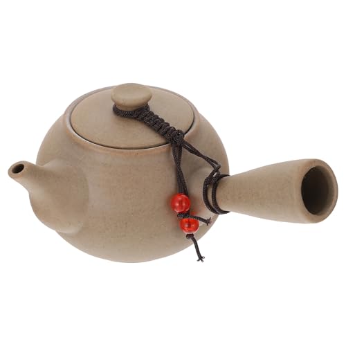 Hohopeti Teiera in Terracotta Grezza con Manico Laterale Ergonomico Resistente a Temperature Elevate Base Stabile per Uso e Ufficio per Tè Kung Fu e Ristoranti
