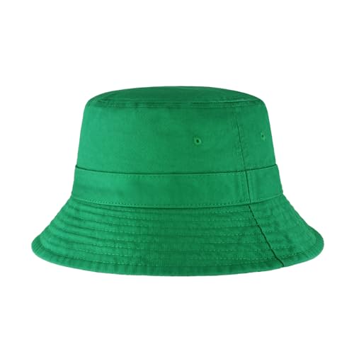 Hot Summer Bucket Hat - Trendy Cotton Sun Hat for Beach Golf Fishing - Fun Outdoor Vacation Boonie for Men and Women (Kelly Green)