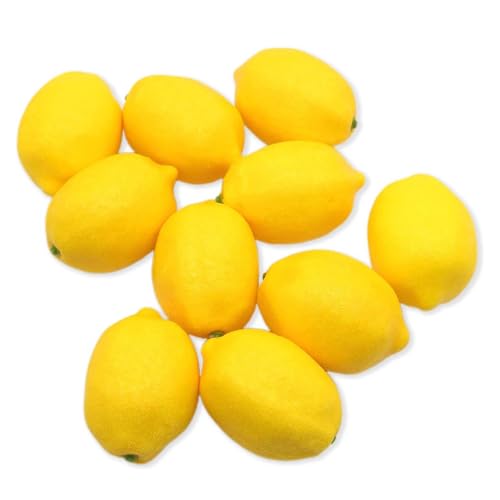 Pabbyeey 10PCS Artificial Lemons – Lifelike Yellow Fake Fruit, Simulation Lemons for Home Kitchen and Table Decoration, Wedding Party Decor, Photography Props, Artificial Fruit Set