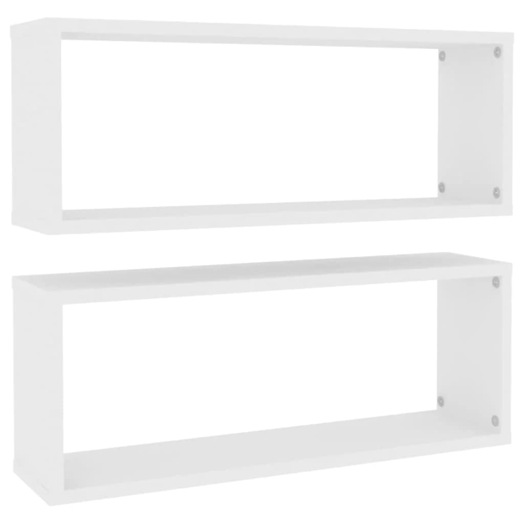 vidaXL 2x Wall Shelves Home Living Room Bedroom Furniture Set Wall-Mounted Floating Hanging Wall Display Shelf Wall Rack Set Chipboard White — image 1
